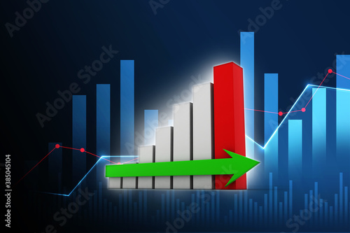 3d rendering Stock market online business concept. business Graph 