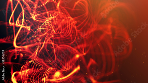 Abstract fractal flames waves swirl on blurred background