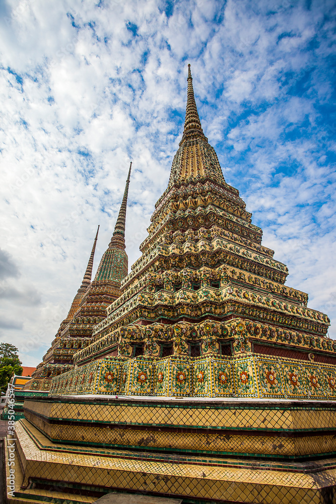 Stupas of Wat Pho, a famous temple in Bangkok, Thailand.