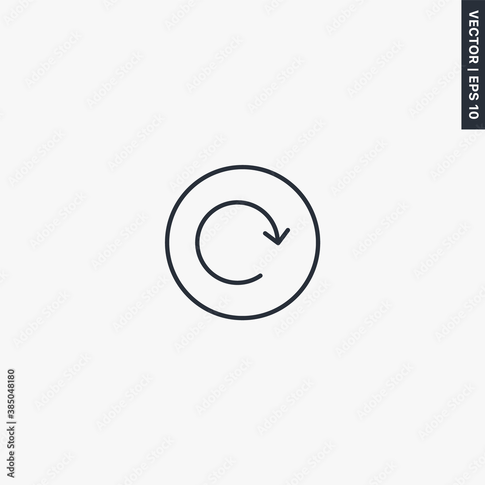 Refresh, rotation arrow in circle, linear style sign for mobile concept and web design Refresh, rotation arrow in circle, linear style sign for mobile concept and web design