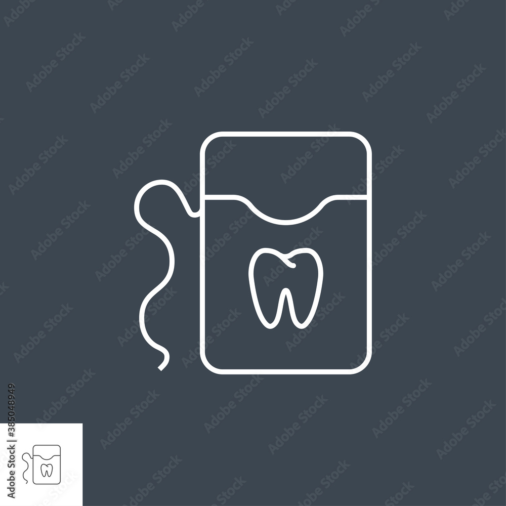 Dental Floss Line Icon. Dental Floss Line Related Vector Icon. Isolated on Black Background. Editable Stroke. Dental Floss Line Icon. Dental Floss Line Related Vector Icon. Isolated on Black Background. Editable Stroke.