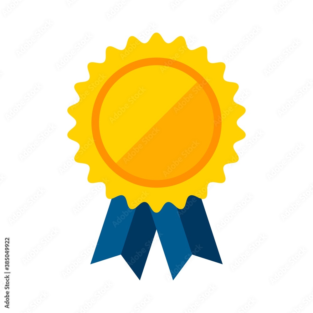 Gold medal icon in flat style isolated on white background. Vector illustration Gold medal icon in flat style isolated on white background. Vector illustration