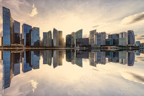 View of Marina Bay at sunset in Singapore City, Singapore