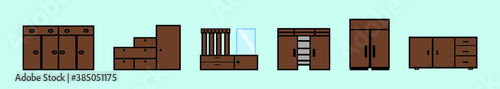 set of wooden furniture cartoon icon design template with various models. vector illustration isolated on blue background