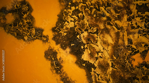 Gold Wall texture background of the house wall paint that is affected by weather conditions