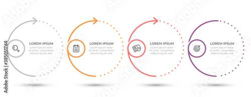 Thin line infographic template 4 options or steps. Can be used for workflow diagram, info chart, web design.