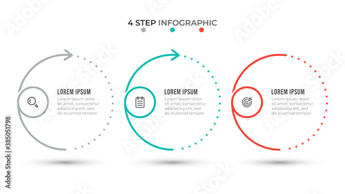 Thin line infographic template 3 options or steps. Can be used for workflow diagram, info chart, web design.