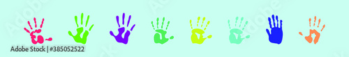 set of hand print cartoon icon design template with various models. vector illustration isolated on blue background