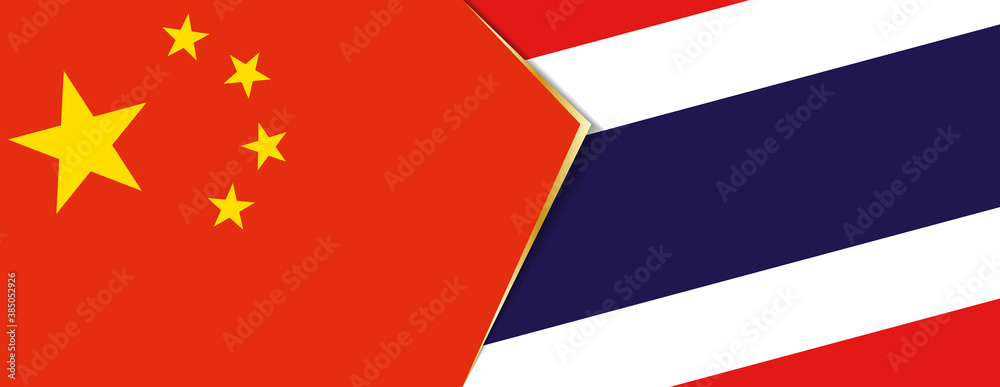 China and Thailand flags, two vector flags. China and Thailand flags, two vector flags.