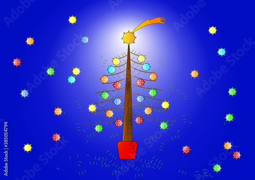 Albero di natale con decorazione coronvirus