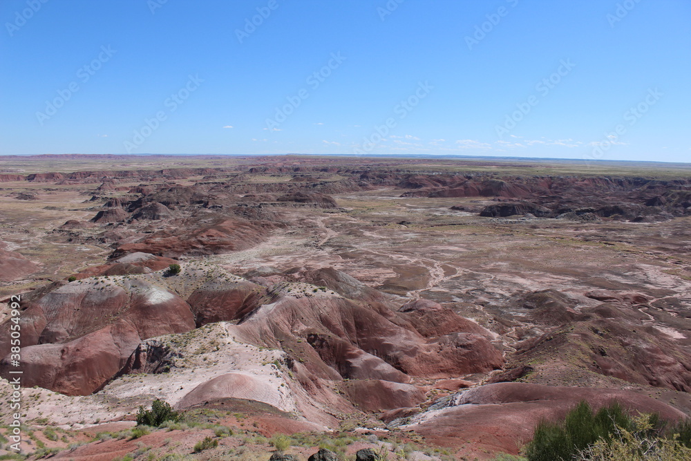 Colorful painted desert landscape in northern Arizona, near Petrified Forest National Park