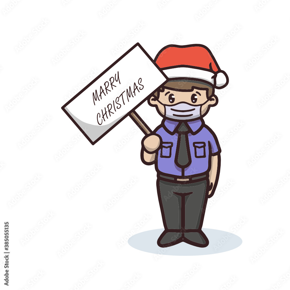 Occupation Christmas theme holding Merry Christmas banner Occupation Christmas theme holding Merry Christmas banner