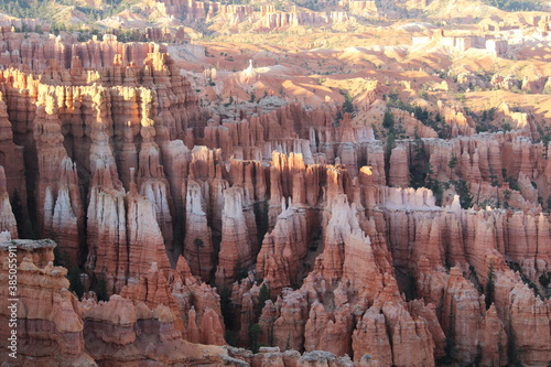 Bryce Canyon National Park is a canyon within a mountain valley that hosts very unique and colorful geologic structures called hoodoos. 