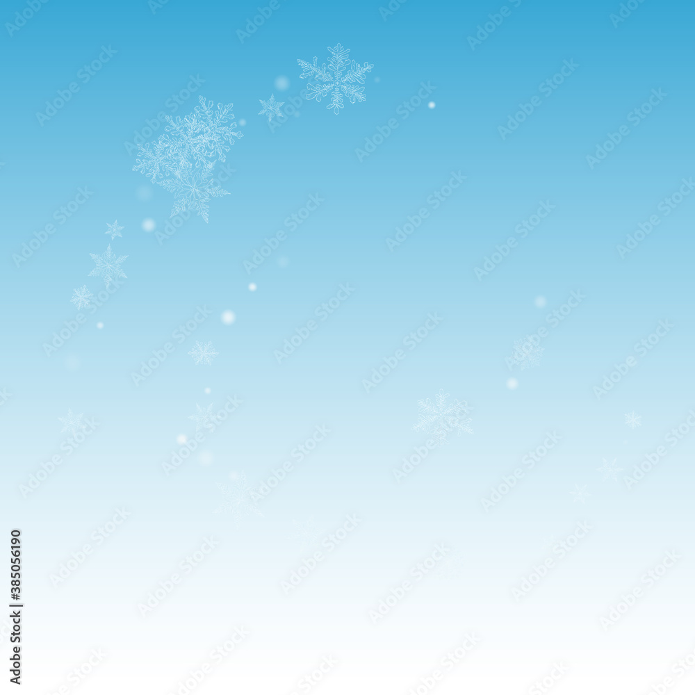 Gray Snowfall Vector Blue Background. Christmas 
