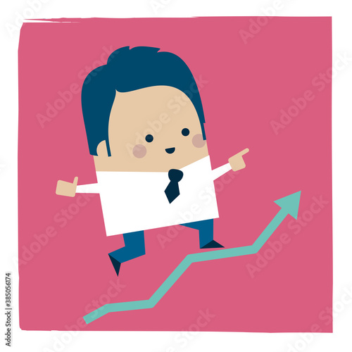Success businessman - Kawaii cartoon character business illustration