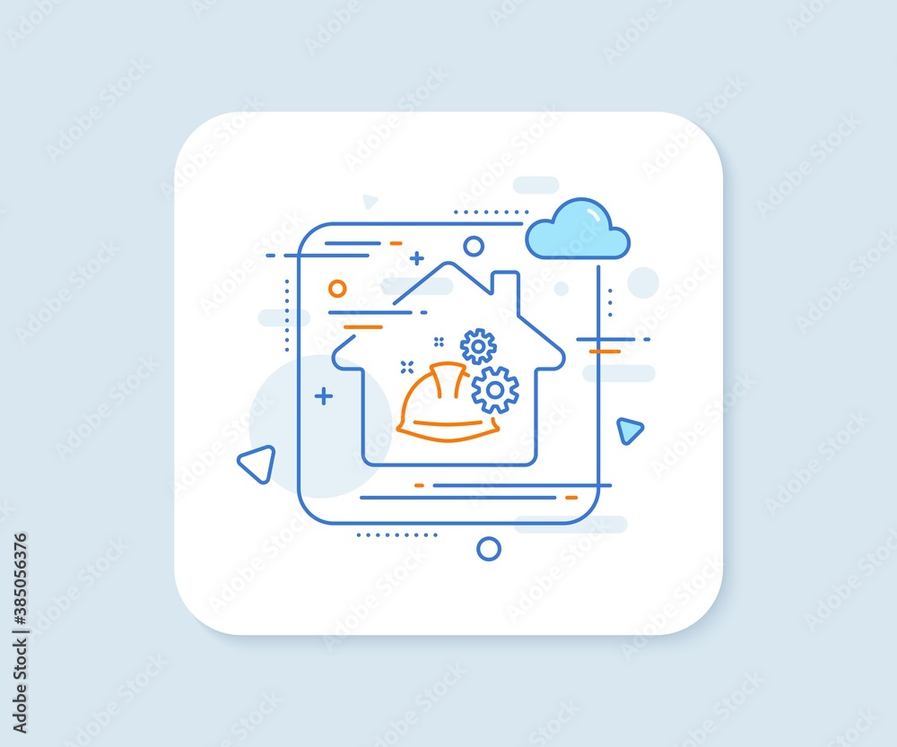Engineering working process line icon. Abstract vector button. Engineer or architect helmet sign. Industrial job symbol. Working process line icon. Home concept badge. Vector Engineering working process line icon. Abstract vector button. Engineer or architect helmet sign. Industrial job symbol. Working process line icon. Home concept badge. Vector