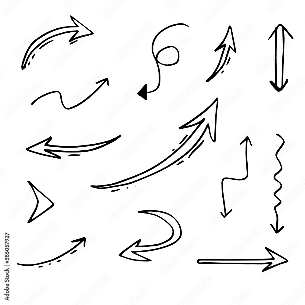 doodle design elements. hand drawn arrows isolated on white background. Vector illustration. doodle design elements. hand drawn arrows isolated on white background. Vector illustration.