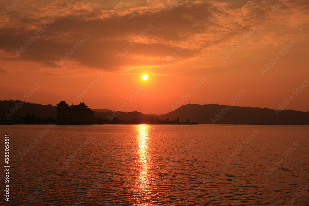 東郷湖の夕日