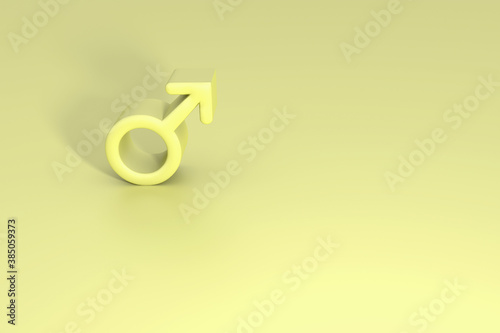 Background for compositions on astrological themes. Astrological symbol of the planet Mars. Yellow tones. 3D rendering.