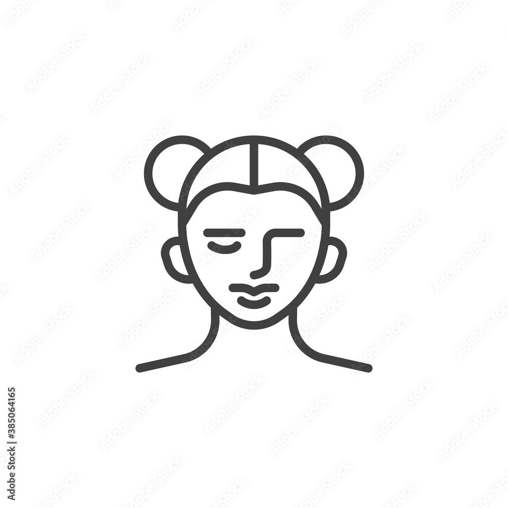 Stylish women hairstyle line icon. linear style sign for mobile concept and web design. Female hairstyle outline vector icon. Symbol, logo illustration. Vector graphics