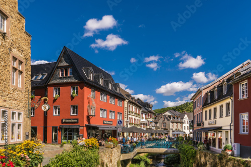 Bad Munstereifel  Germany  View of the Historical Medieval City with the typical Half-timbered Houses and Blue Sky