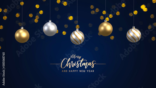 3D rendering Christmas background with balls 