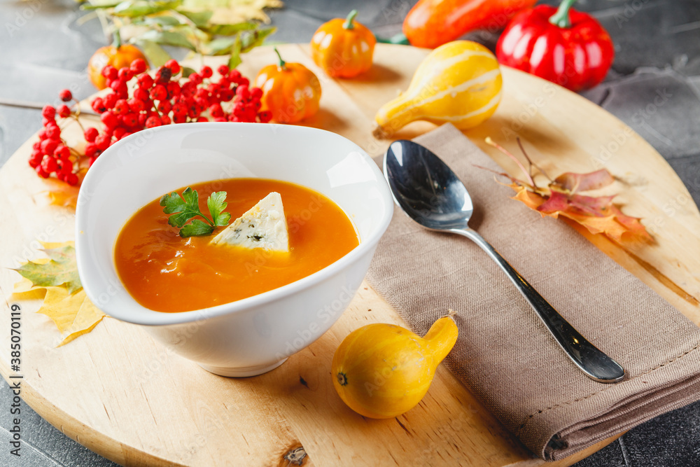 Pumpkin soup with cheese Pumpkin soup with cheese