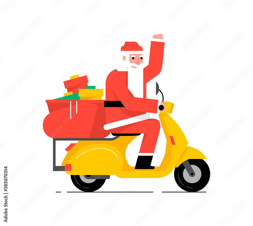 Fotografie Santa Claus driving scooter