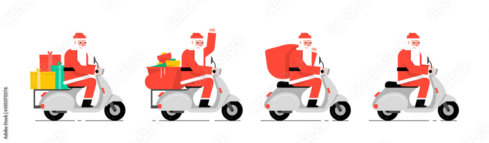 Fotografie Santa Claus driving scooter