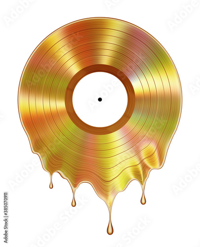 Golden iridescent molten vinyl award isolated on white background photo
