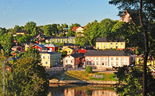 Porvoo Old Town panorama in the evening