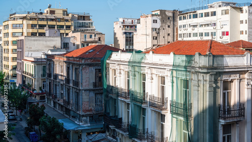 Thessaloniki street with cars and old buildings in Thessaloniki © frimufilms