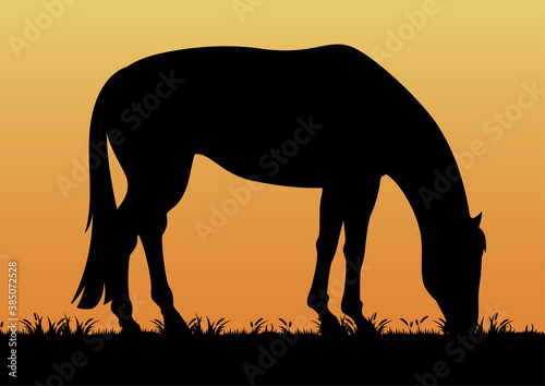 stock vector silhouette horse in the grassland graphic illustration © Truncus