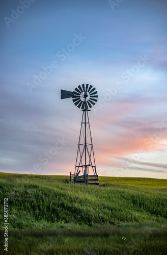 Rural Windmill at Sunset