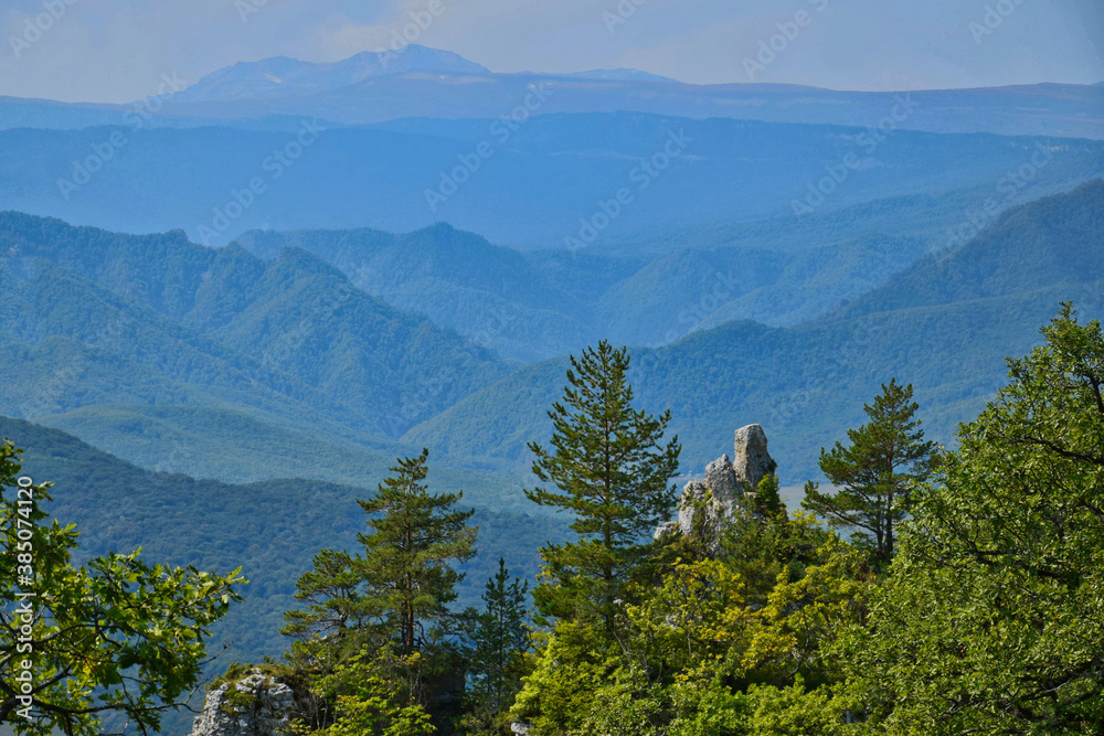 Fototapeta premium Mountain landscape near Dakhovskaya village, Adygea Republic of Russia
