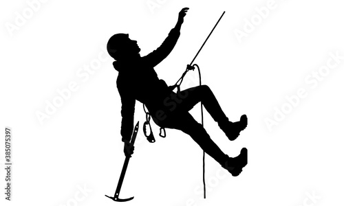Climber climbs the mountain