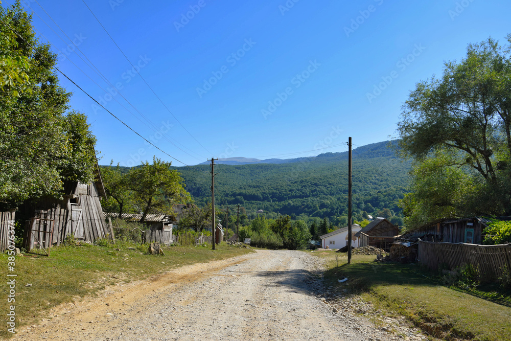 Mountain road through the Mezmay village