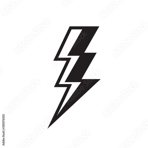 Lightning black icon design. Thunderbolt sign. Electric energy power flat icon. Flash sign. Electrical industry. Battery voltage symbol. Vector illustration. 