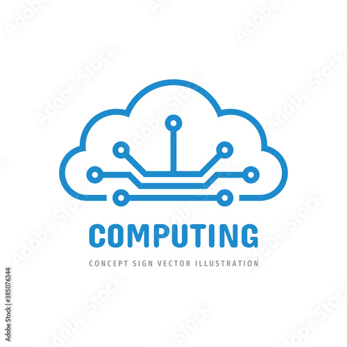 Cloud computing hosting icon logo design. Hosting technology sign. Server network connection symbol. Vector illustration. 