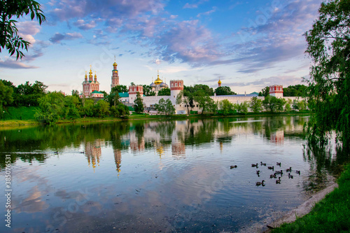 Novodevichy Convent Monastery scenery at sunset