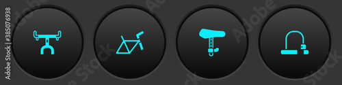 Set Bicycle handlebar, frame, seat and lock icon. Vector.