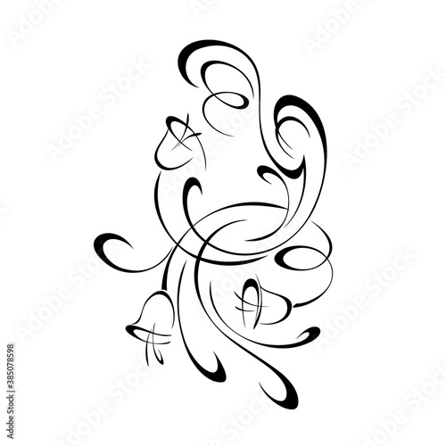 ornament 1331. decorative element with bells and curls in black lines on a white background