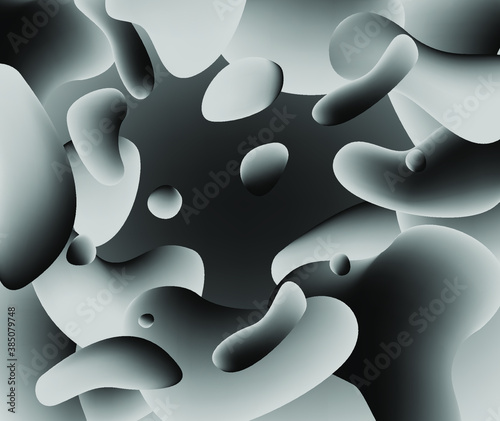 Abstract geometric shapes like in lava lamp. Futuristic cover with liquid organic smooth blobs.