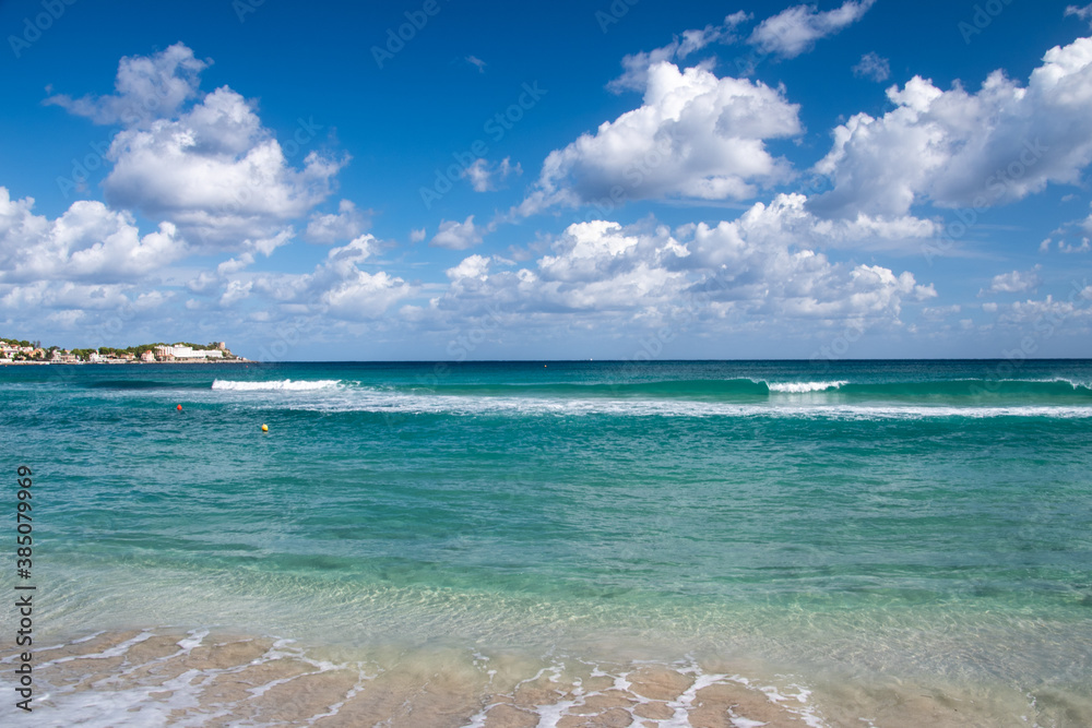 The beautiful beach of Mondello near Palermo, Sicily, Italy The beautiful beach of Mondello near Palermo, Sicily, Italy