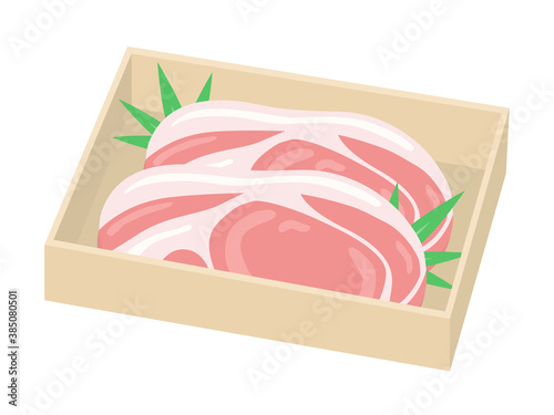 木箱に入った豚肉のイラスト