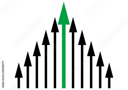 Flechas aumentando negras y verde. 