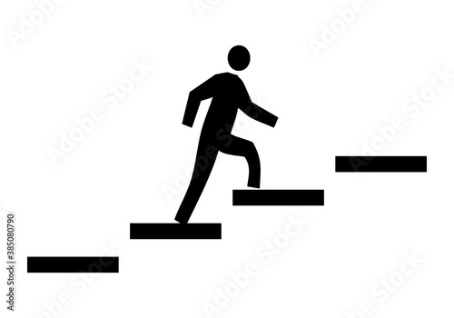 Icono de una persona subiendo escalones. 
