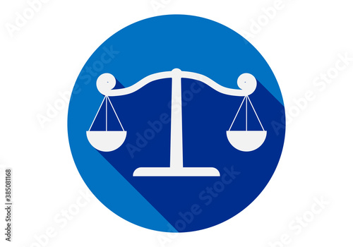 Botón azul con la balanza de justicia.