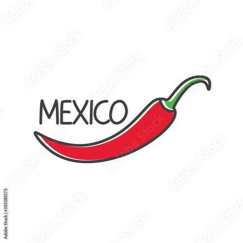 Mexico word and chilli pepper concept- vector illustration