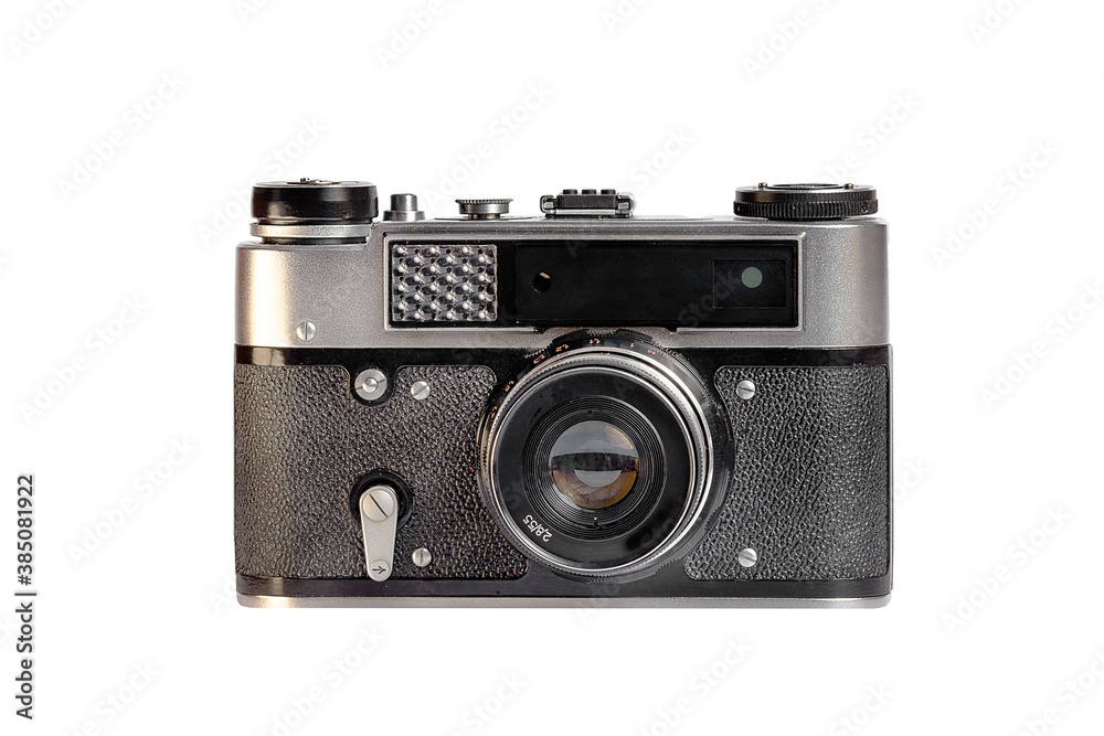 retro camera of the 20th century on a white background